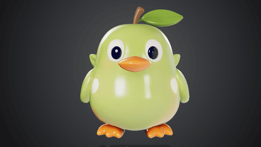 TripoAI直接生成（Text-to-3D）したリンゴペンギン