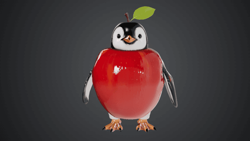  Gemini経由生成（Image-to-3D）したリンゴペンギン
